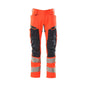 Housut polvitaskuilla, joustavat housut, hi-vis punainen/musta-sininen
