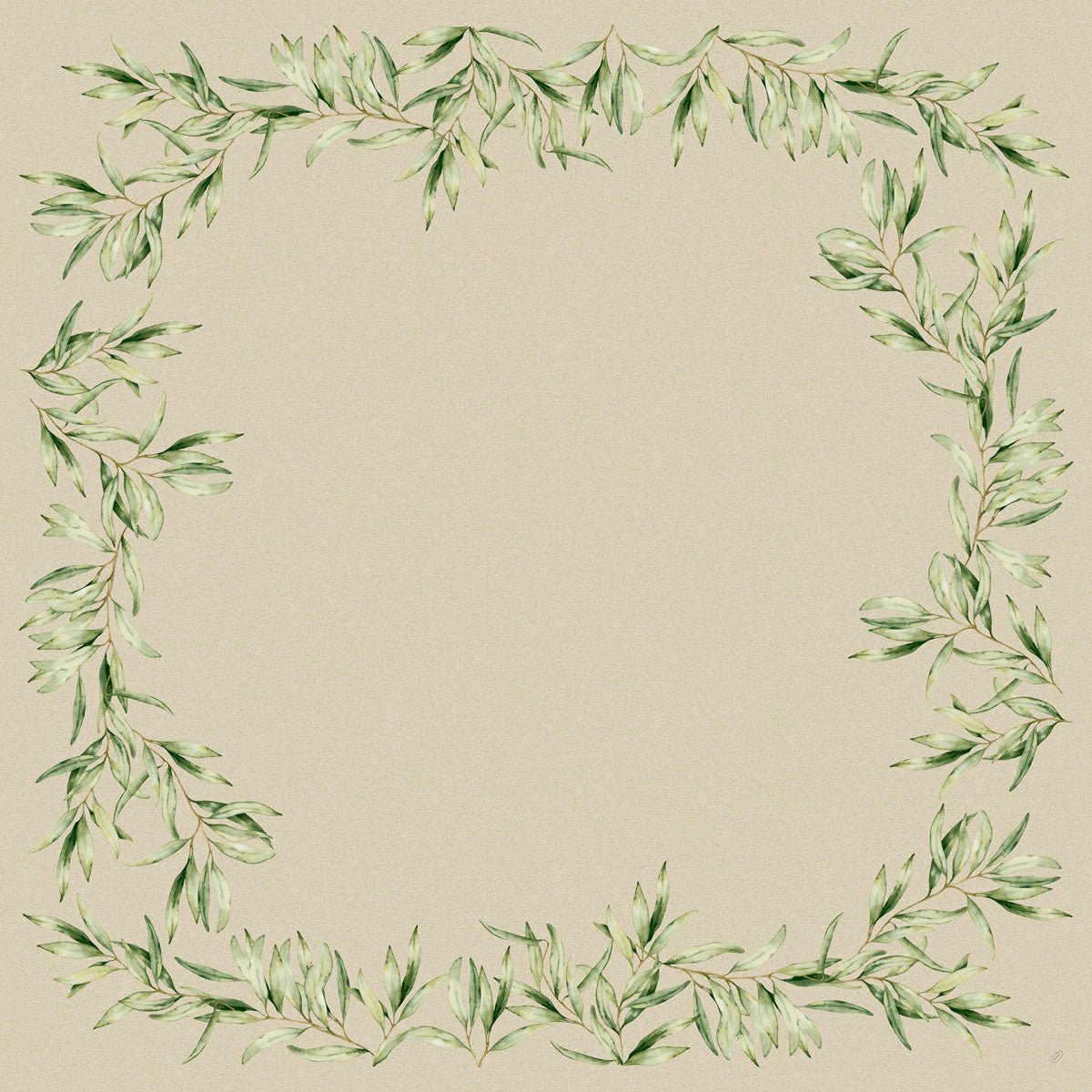 Dunicel-keskiliinat 84 x 84 cm Foliage Duni GmbH:ltä ovat neliönmuotoisia beigellä designilla ja vihreällä lehtireunuksella, jotka kehystävät kauniisti pöytäkoristeesi. Toimitetaan 100 kappaleen pakkauksissa, ihanteellinen tyylikkääseen pöytäkoristeluun.