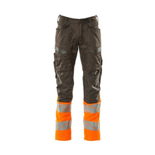 Housut polvitaskuilla, joustavat housut, tumma antrasiitti/hi-vis oranssi