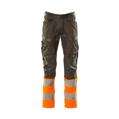 Housut polvitaskuilla, joustavat housut, tumma antrasiitti/hi-vis oranssi
