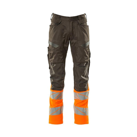 Housut polvitaskuilla, joustavat housut, tumma antrasiitti/hi-vis oranssi