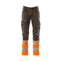Housut polvitaskuilla, joustavat housut, tumma antrasiitti/hi-vis oranssi