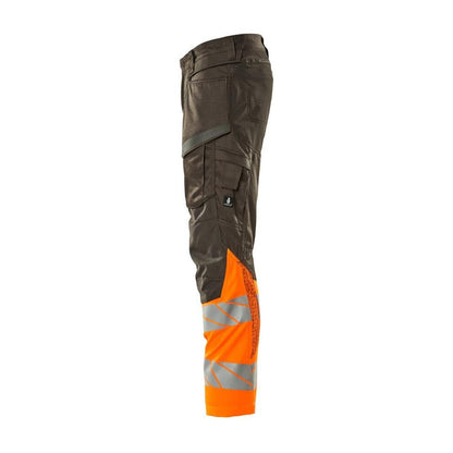 Housut polvitaskuilla, joustavat housut, tumma antrasiitti/hi-vis oranssi
