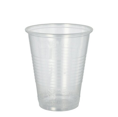 Läpinäkyvä Starpak 20 juomamuki (PP, 0,3 l, Ø 9,5 cm · 11,1 cm) esitetään yksinkertaisella valkoisella taustalla, jossa on levennetty vaahtoreuna ja vaakasuuntaiset tartuntaraidat. Toimitus 20 kappaleen pakkauksessa kutistekalvolla.