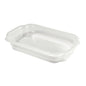 Duni GmbH:n läpinäkyvä PP-astia Take-Away 250x159x43 (pakkaus à 246 kappaletta) on suorakulmainen ja matalasyvyinen, ja se soveltuu erinomaisesti ruoan pakkaamiseen.