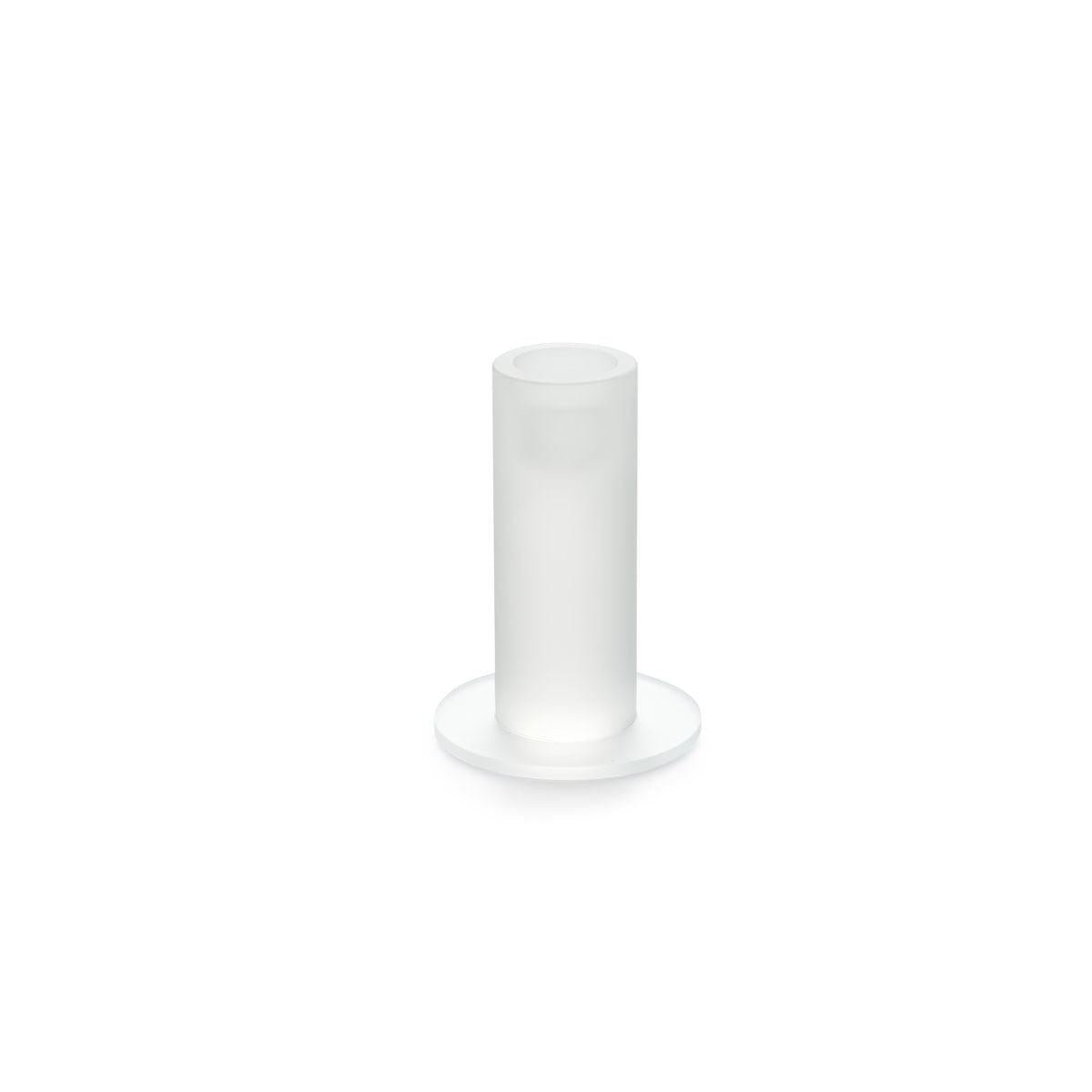 Duni GmbH:n lasinen kynttilänjalka, 11 cm, huurrettu jääpuikko, seisoo tasaisella pyöreällä jalalla valkoisella taustalla - tyylikäs talvikoriste (1 kappale).