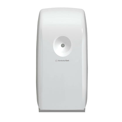 Kimberly-Clark GmbH:n Aquarius™ ilmanraikastin on valkoinen, seinään kiinnitettävä annostelija, jossa on tyylikäs muotoilu, joka täydentää jokaista huoneilmajärjestelmää puhtaan, raikkaan ympäristön luomiseksi.