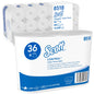 Yksi pakkaus Scott® Control™ WC-paperia Kimberly-Clark GmbH:lta sisältää 6 pakkausta, joissa on kukin 6 valkoista rullaa ja 350 arkkia; pakkaus korostaa hygieniaa ja näyttää tuotetiedot.
