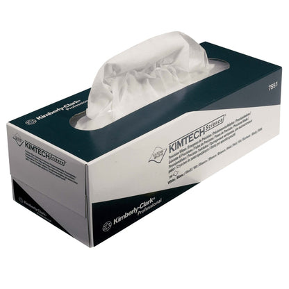 Suorakulmainen Kimberly-Clark GmbH:n Kimtech® Science Precision -liinapakkaus - Vetolaatikko/Valkoinen/Suuri (15 laatikkoa x 196 arkkia), jossa on esillä oleva valkoinen liina, ihanteellinen herkille pinnoille.