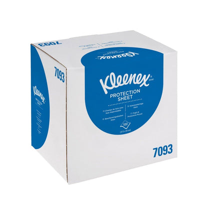 Vihreä, avaamaton laatikko, jossa on teksti "Kleenex® lääkäri rullat" Kimberly-Clark GmbH:lta, sisältää 4 annostelijalaatikkoa, joissa kussakin on 100 arkkia - ihanteellinen lähetykseen, varastointiin ja käyttöön lääketieteellisissä laitoksissa.