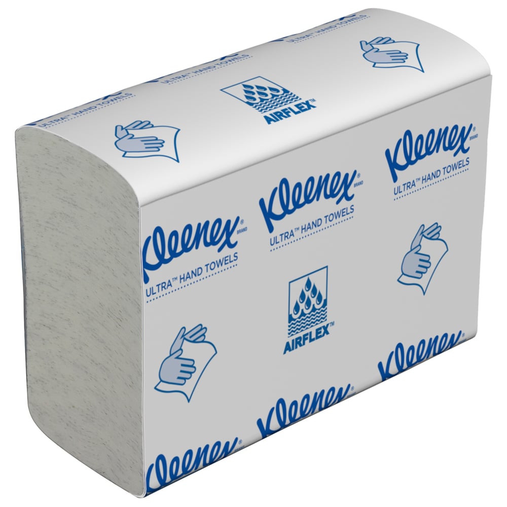 Pino Kleenex® Ultra™ MultiFold -käsipyyhkeitä valkoisena, 18 klipsiä x 150 arkkia per laatikko (18 pakettia), Kimberly-Clark GmbH:lta - korkealaatuiset paperipyyhkeet jokaiseen pesuhuoneeseen.