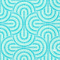 Tealin ja vaaleansinisen geometrinen kuvio puolikaarilla koristaa Duni GmbH Breeze Mint Blue lautasliinoja 33x33 cm (250 kappaletta); "DUNI" on pienillä kirjaimilla oikeassa alakulmassa.