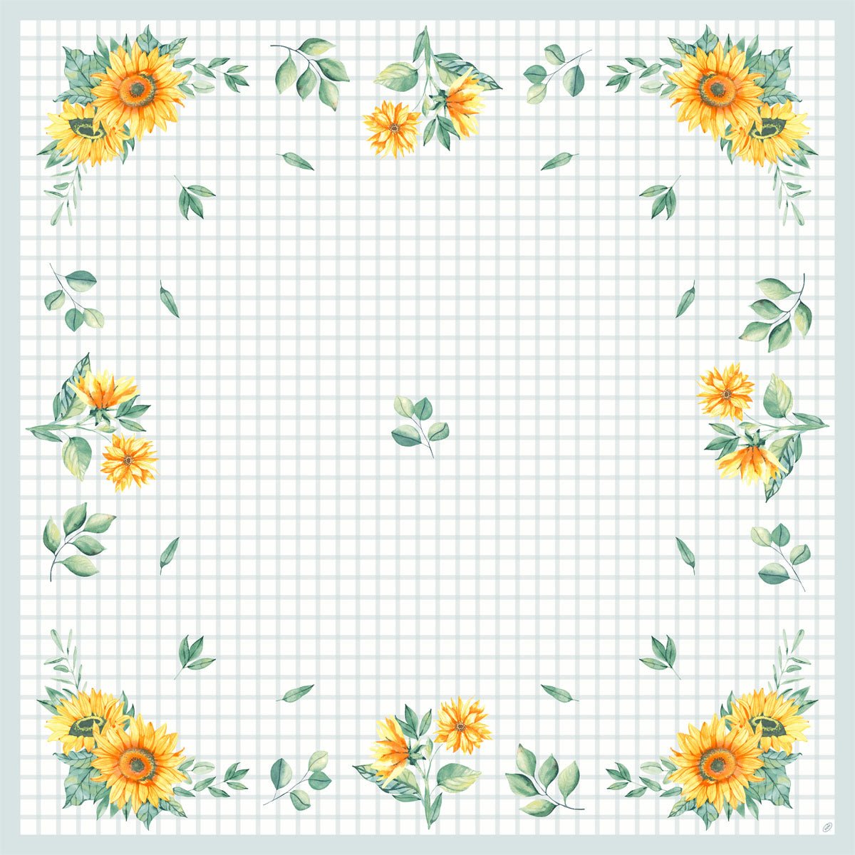 Dunicel-keskip.84x84 Sunflower day 20P. Duni GmbH:ltä on ruudukkomuotoinen tausta, jossa on keltaisia auringonkukkia ja vihreitä lehtiä reunoilla, jotka antavat pöydällesi juhlavan ilmeen. Pakkaus sisältää 20 koristeellista liinaa.