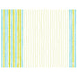 Valkoinen tausta, jossa on pystysuorat aaltoviivat, näyttää vasemmalla voimakkaat siniset ja vihreät Elise Stripes -raidat, jatkuvasti ohuet kelta-vihreät viivat ja oikeassa alakulmassa pienen valkoisen logon - ihanteellinen paperipöytätableteiksi Elise Stripes 30x40 cm Duni GmbH:ltä tyylikkääseen pöytäkoristeluun (250 kappaletta).
