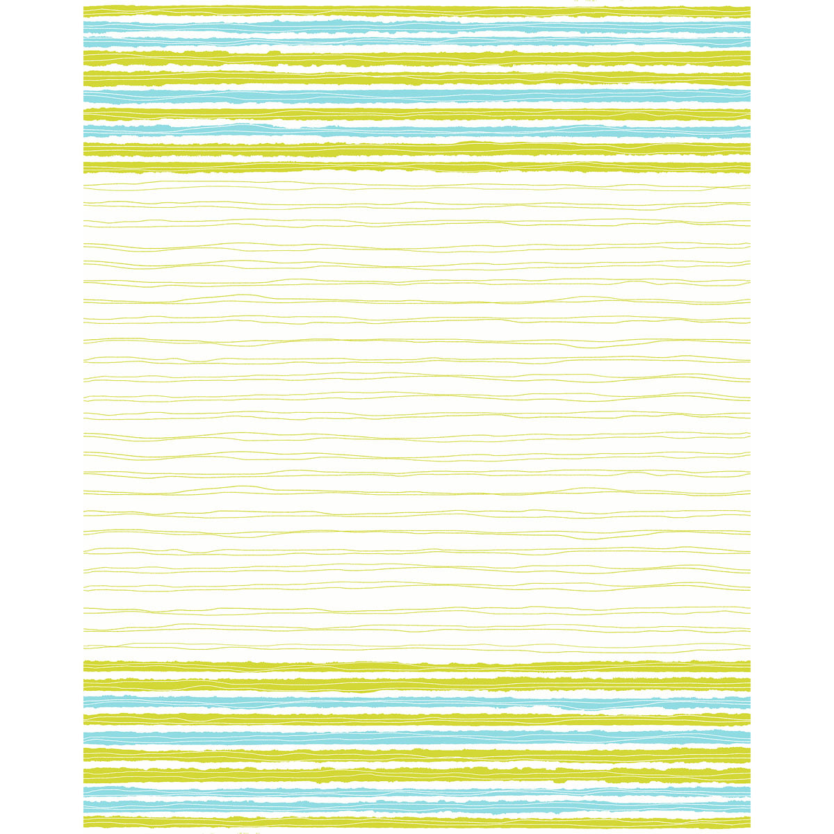 Die Duni GmbH Handtuchserviette 38 x 54 cm Elise Stripes zeigt blaue, grüne und gelbe Aquarellstreifen mit dünnen gelben Wellen auf Weiß - ideal für die Tischdekoration. Erhältlich flach verpackt in einer Packung von 50 Stück.