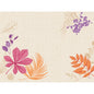 Beige rakenteinen paperinen pöytätabletti 30x40cm Brigth Autumn Duni GmbH:lta - vaaleanpunaiset, oranssit ja violetit lehdet violettien marjojen kanssa koristavat reunoja ja jättävät keskelle ja oikealle ylös tyhjää tilaa; ihanteellinen syksyiseen pöytäkoristeluun. Pakkaus: 250 kappaletta.