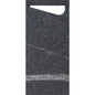 Duni GmbH:n SACCHETTO-marmorilevy, musta, 190x85 mm, on suorakulmainen, korkealaatuinen marmorilevy, joka on valmistettu tummasta kivestä ja jossa on hillitty, vaalea kuvio alaosassa sekä kaareva aukko oikeassa yläkulmassa; pakkaus sisältää 100 kappaletta.