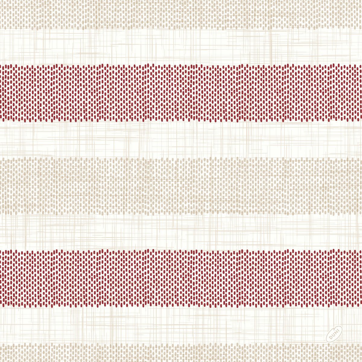 Zellt Servietten 40x40 cm Klassik Rigato bordeaux von Duni GmbH: Laadukkaat lautasliinat, joissa on leveät, viininpunaiset raidat pistekuviolla ja kapeat beigelinjat ruutumuotoilussa - täydellinen tyylikkääseen pöytäkoristeluun. Pakkaus à 50 kappaletta.