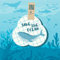 Eine illustrierte blaue Meeresszene mit Fischen, einem Wal und Pflanzen ziert die 3-lagigen Tissue-Servietten "Save the Ocean" (33x33 cm, 50er-Pack) der Duni GmbH, die mit einer QR-Code-Lasche mit der Aufschrift "more games" versehen sind und aus recyceltem Papier bestehen.