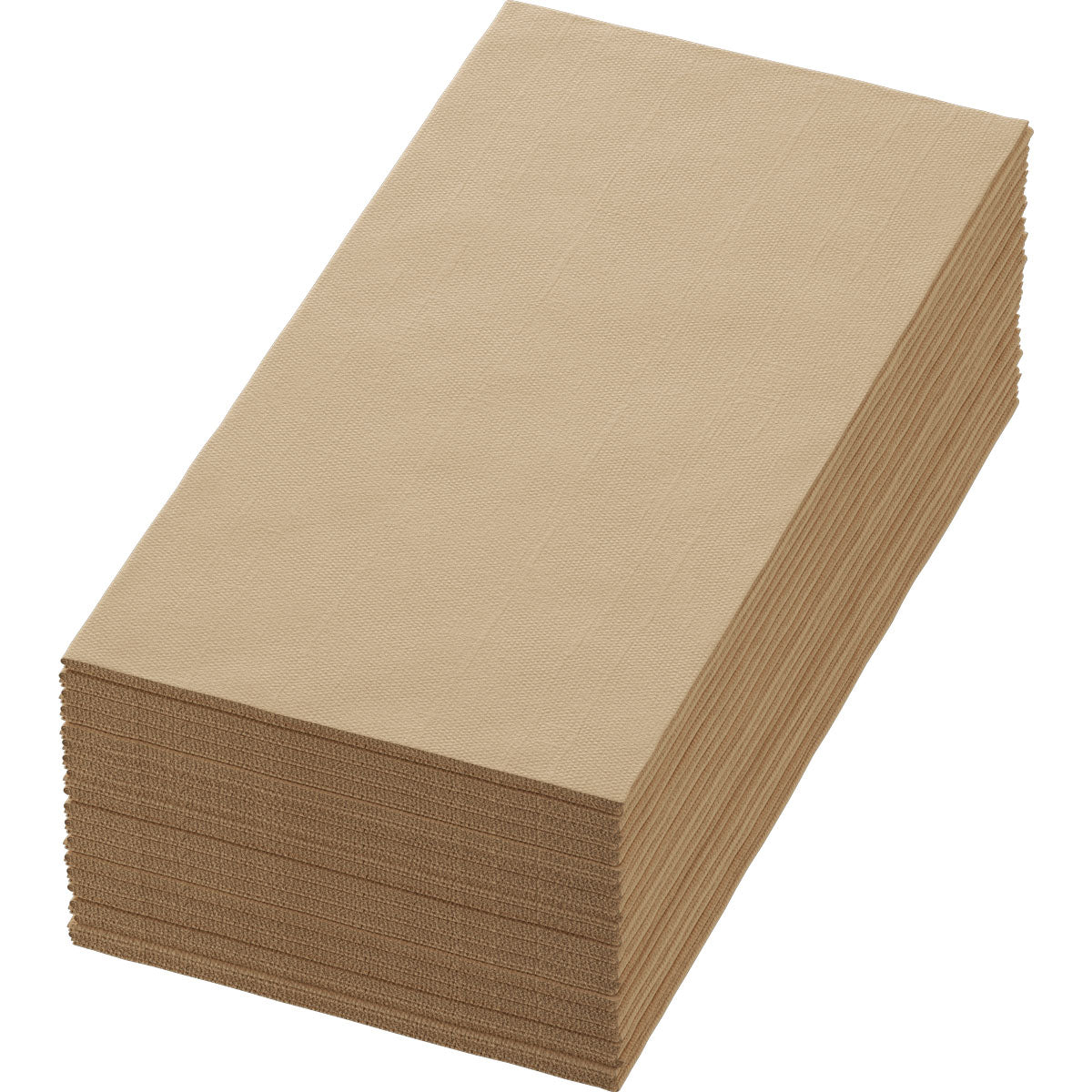 Siististi pinottu Duni GmbH Bio-Dunisoft 40x40 cm 1/4-taitto luonnonruskea paperiservietti (paketti, 60 kappaletta) suorakulmaisena valkoista taustaa vasten.
