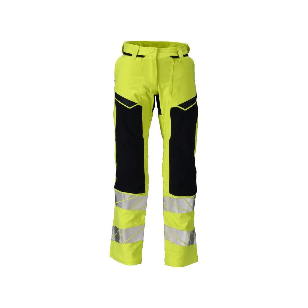 Housut, naiset, DIAMOND, polvitaskut, joustavat housut Multisafe, hi-vis keltainen/musta-sininen