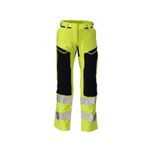 Housut, naiset, DIAMOND, polvitaskut, joustavat housut Multisafe, hi-vis keltainen/musta-sininen