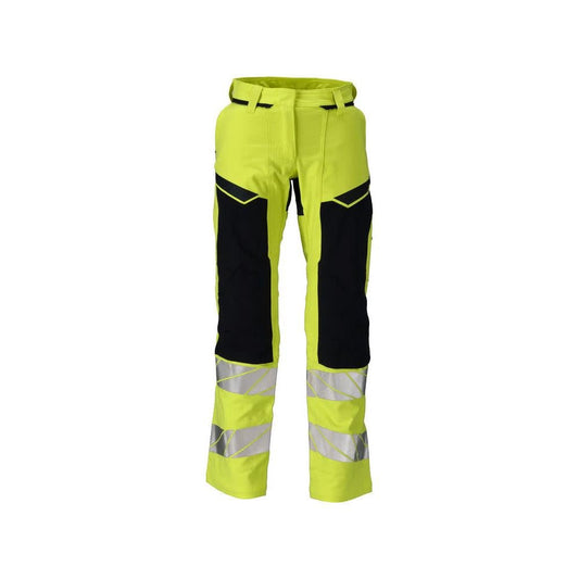 Housut, naiset, DIAMOND, polvitaskut, joustavat housut Multisafe, hi-vis keltainen/musta-sininen