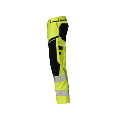 Housut, naiset, DIAMOND, polvitaskut, joustavat housut Multisafe, hi-vis keltainen/musta-sininen