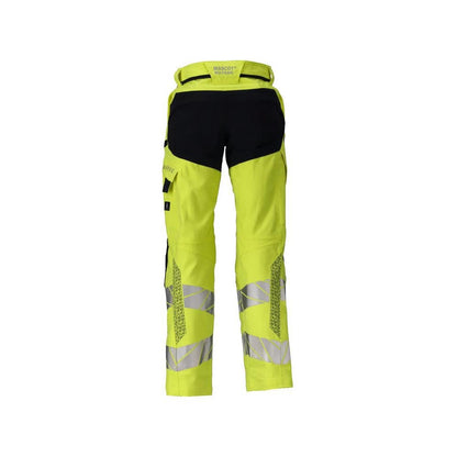 Housut, naiset, DIAMOND, polvitaskut, joustavat housut Multisafe, hi-vis keltainen/musta-sininen