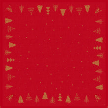 Bio-Dunicel-keskiliina 84x84cm Shimmer Trees Duni GmbH:ltä on punainen, neliönmuotoinen design kultaisilla joulukuusireunoilla ja hajallaan olevilla kultaisilla tähdillä - täydellinen ympäristöystävällinen juhlapöytäliina. Pakkaus: 20 kappaletta.