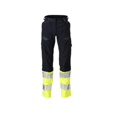 Housut, naiset, DIAMOND, polvitaskut, joustavat housut Multisafe, musta sininen/hi-vis keltainen