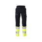 Housut, naiset, DIAMOND, polvitaskut, joustavat housut Multisafe, musta sininen/hi-vis keltainen