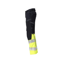 Housut, naiset, DIAMOND, polvitaskut, joustavat housut Multisafe, musta sininen/hi-vis keltainen
