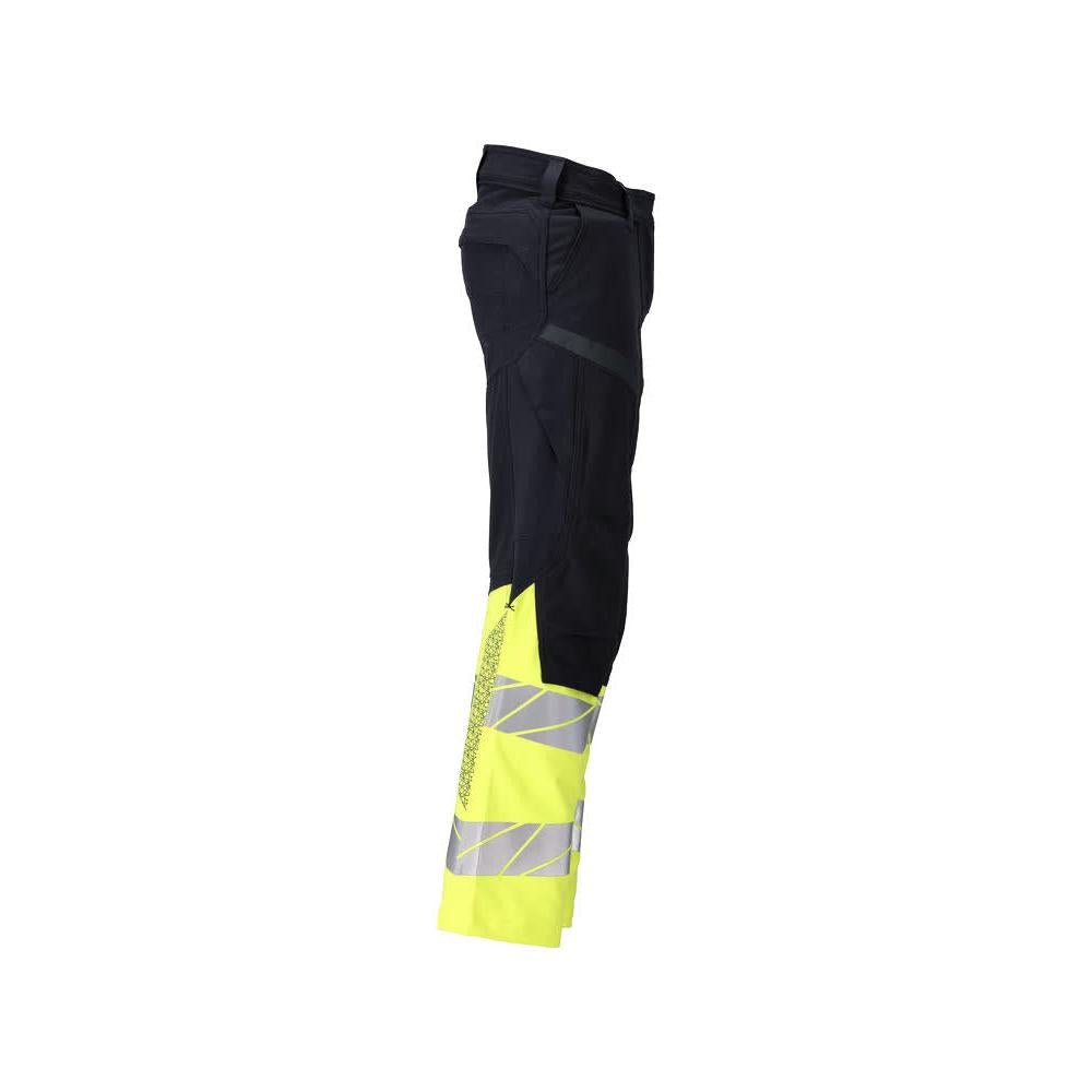 Housut, naiset, DIAMOND, polvitaskut, joustavat housut Multisafe, musta sininen/hi-vis keltainen