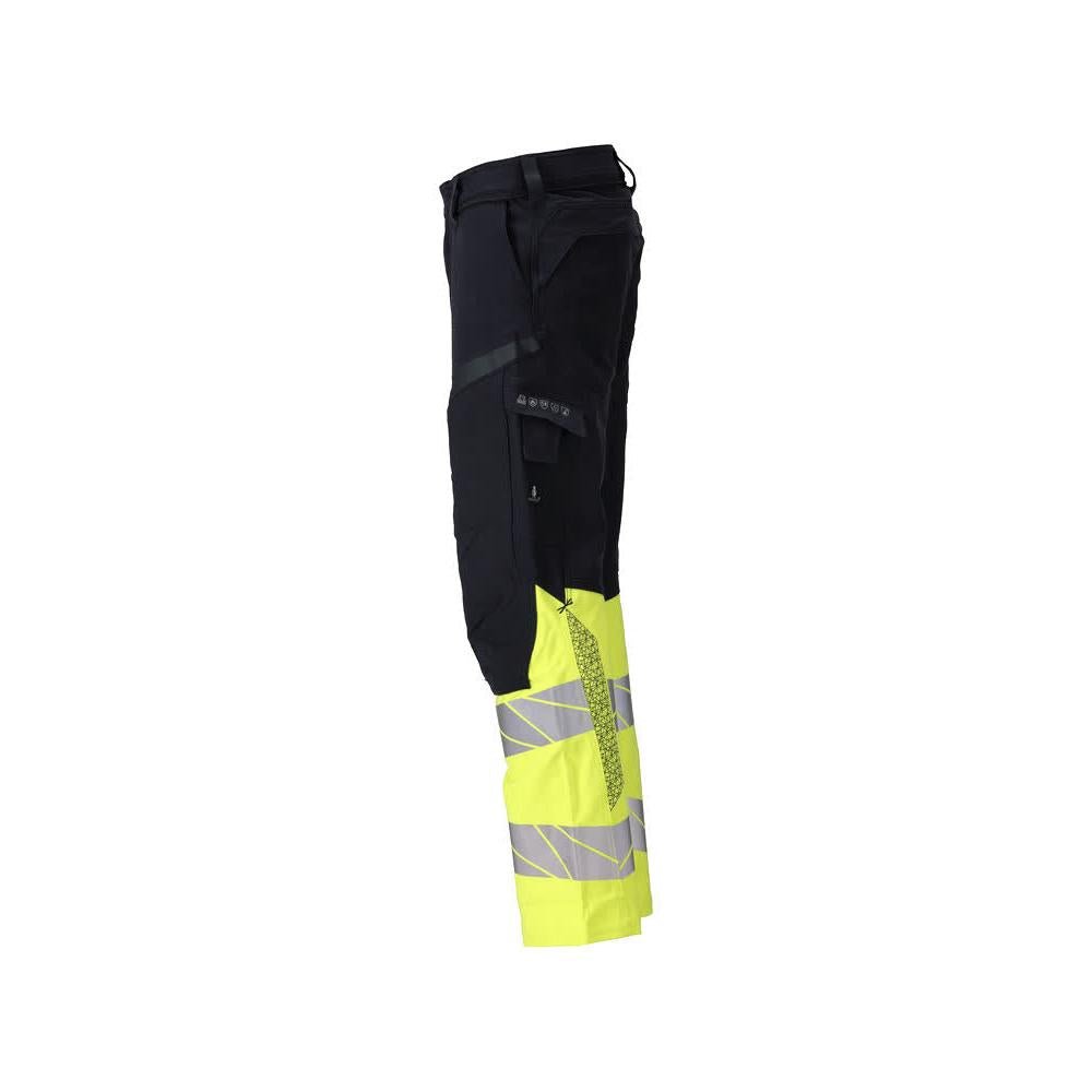 Housut, polvitaskut, ULTIMATE STRETCH -housut Multisafe, musta sininen/hi-vis keltainen