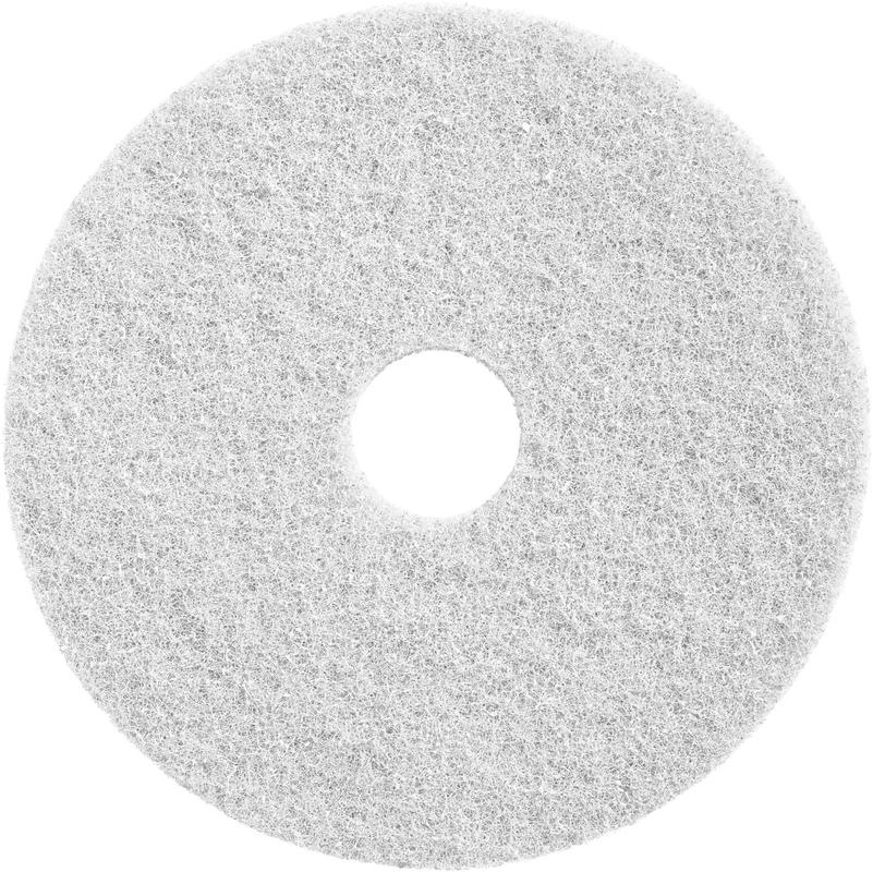 Twister Pad kivipintojen kunnostuslevy, valkoinen Diversey Deutschland GmbH & Co. OHG:lta on valkoinen, pyöreä levy, jossa on kuiturakenne ja keskusreikä kivipintojen hoitoon, kuvattu ylhäältä yksinkertaisella, valkoisella pohjalla.