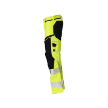 Housut polvitaskuilla, joustavilla sisäosilla Multisafe-housut, hi-vis keltainen/musta-sininen