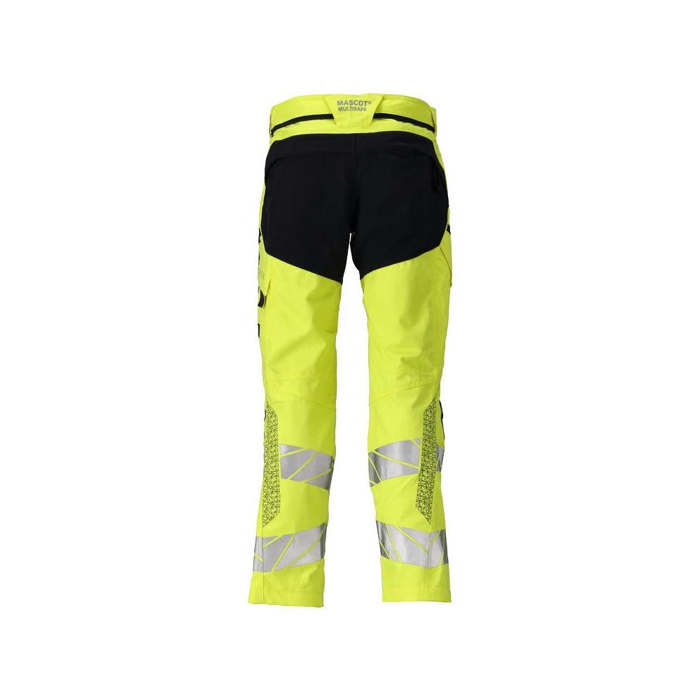 Housut polvitaskuilla, joustavilla sisäosilla Multisafe-housut, hi-vis keltainen/musta-sininen