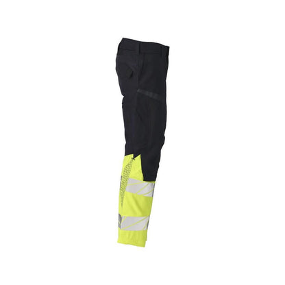 Housut polvitaskuilla, joustavilla sisäosilla Multisafe-housut, musta sininen/hi-vis keltainen