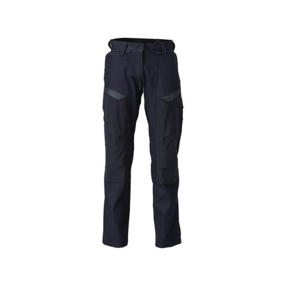 Housut polvitaskuilla, naisten Multisafe-housut, musta sininen/hi-vis keltainen