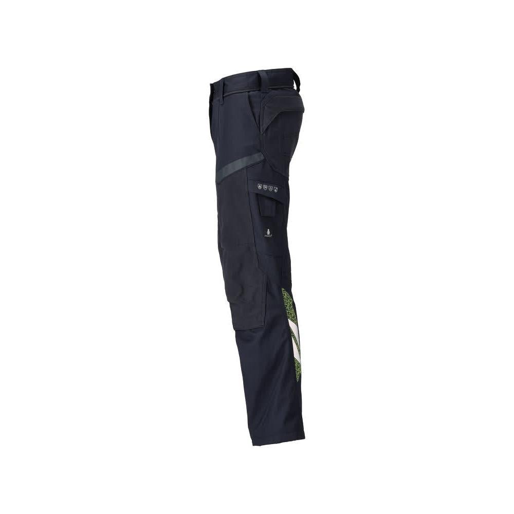 Housut polvitaskuilla, naisten Multisafe-housut, musta sininen/hi-vis keltainen