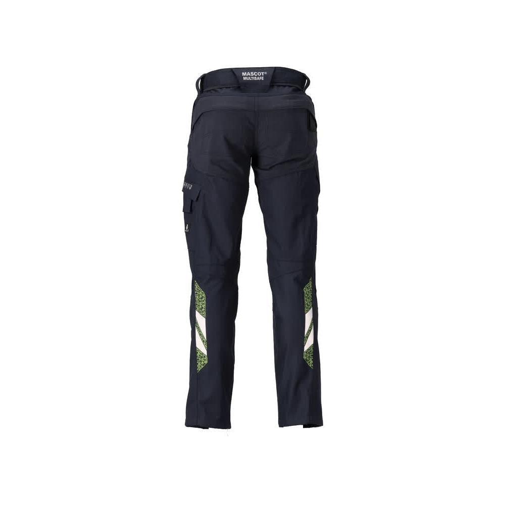 Housut polvitaskuilla, naisten Multisafe-housut, musta sininen/hi-vis keltainen