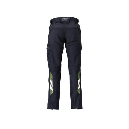 Housut polvitaskuilla, naisten Multisafe-housut, musta sininen/hi-vis keltainen
