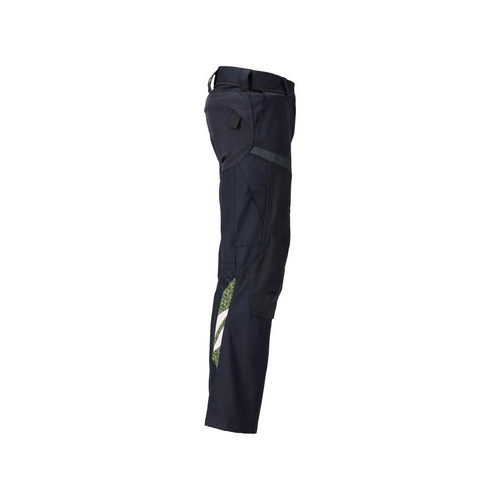 Housut polvitaskuilla, naisten Multisafe-housut, musta sininen/hi-vis keltainen
