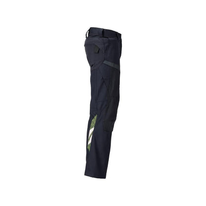 Housut polvitaskuilla, naisten Multisafe-housut, musta sininen/hi-vis keltainen