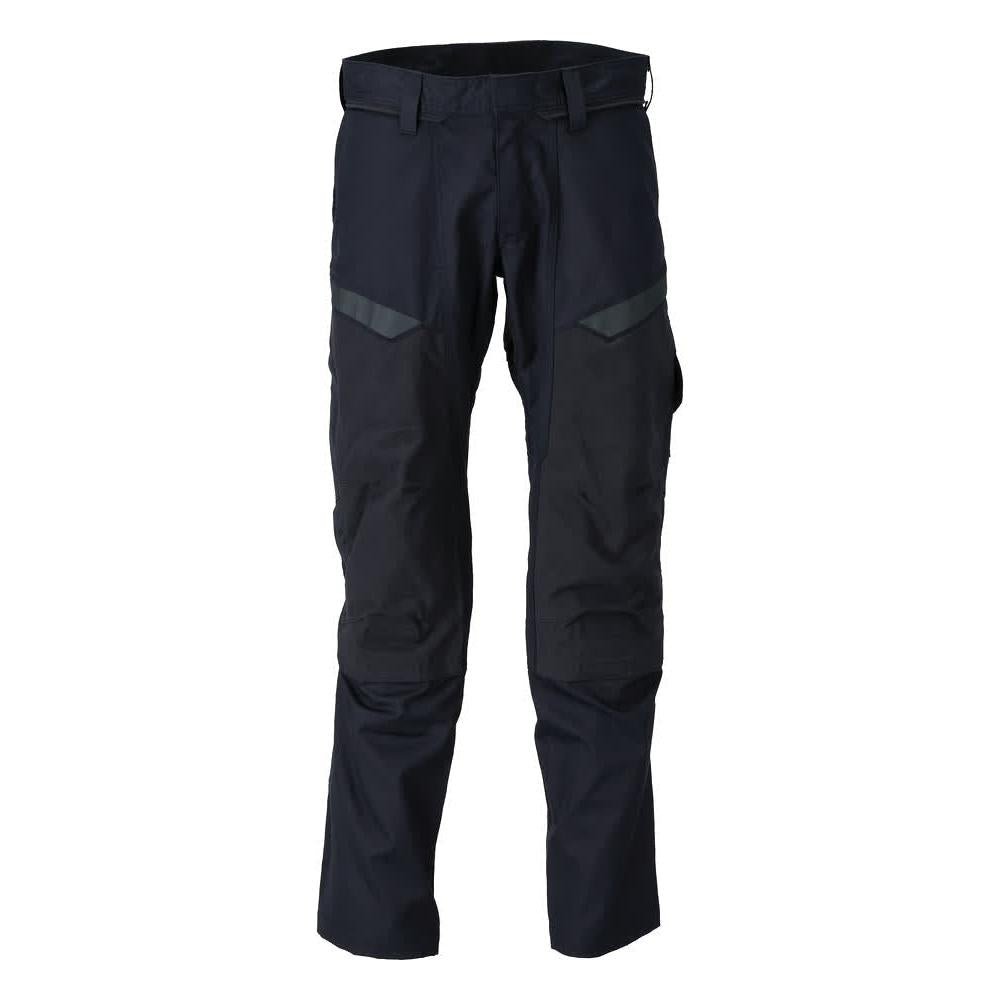 Housut polvitaskuilla, joustavilla sisäosilla Multisafe-housut, musta sininen/hi-vis keltainen