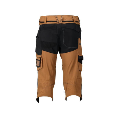 Kolme neljäsosaa pitkät housut, polvitaskut, joustavat craftsman kolmineljänneshousut, pähkinänruskea/musta