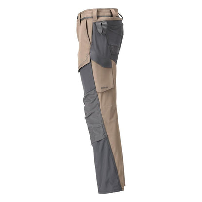 Housut polvitaskuilla, ULTIMATE STRETCH -housut, tumma hiekkabeige/antrasiitinharmaa