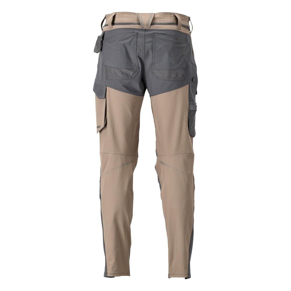 Housut polvitaskuilla, ULTIMATE STRETCH -housut, tumma hiekkabeige/antrasiitinharmaa