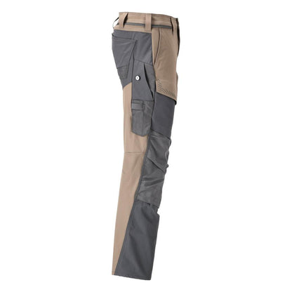 Housut polvitaskuilla, ULTIMATE STRETCH -housut, tumma hiekkabeige/antrasiitinharmaa